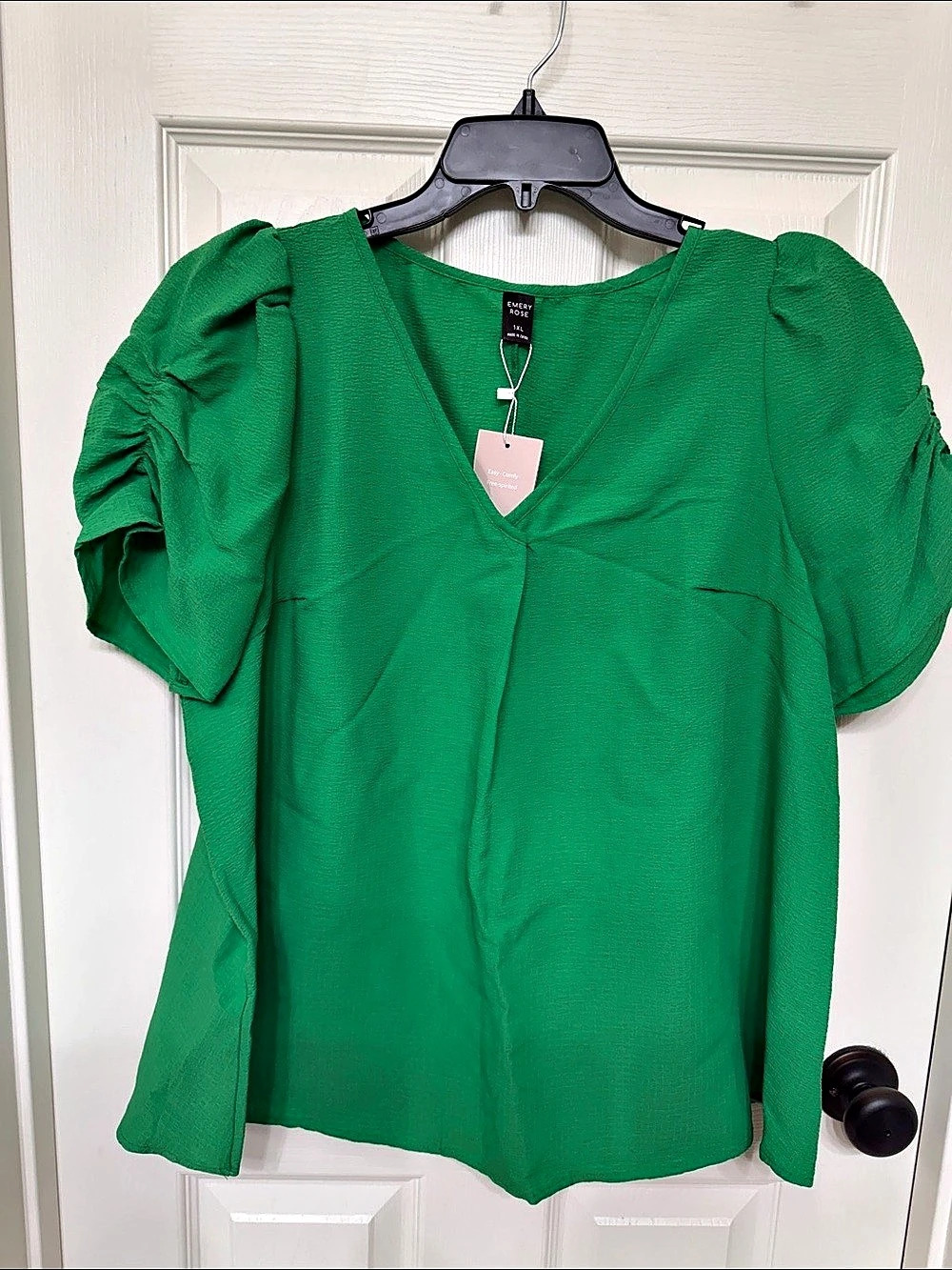 Emery Rose Green Puff Sleeve Blouse Size 1XL NWT